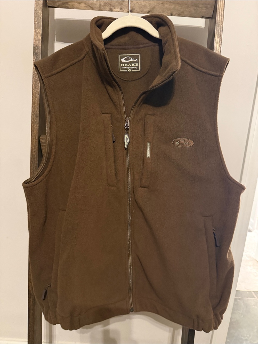 Drake Brown Fleece Zip Vest - Men's Sleeveless Layer
